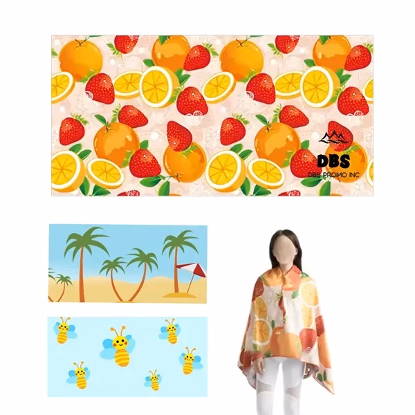 Large Microfiber Beach Towel with Button Closure