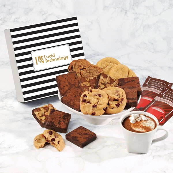 Gourmet Cookie & Brownie Gift Box with Stripes Sleeve 1