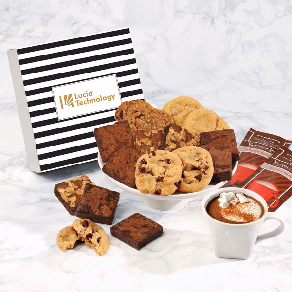 Gourmet Cookie & Brownie Gift Box with Stripes Sleeve