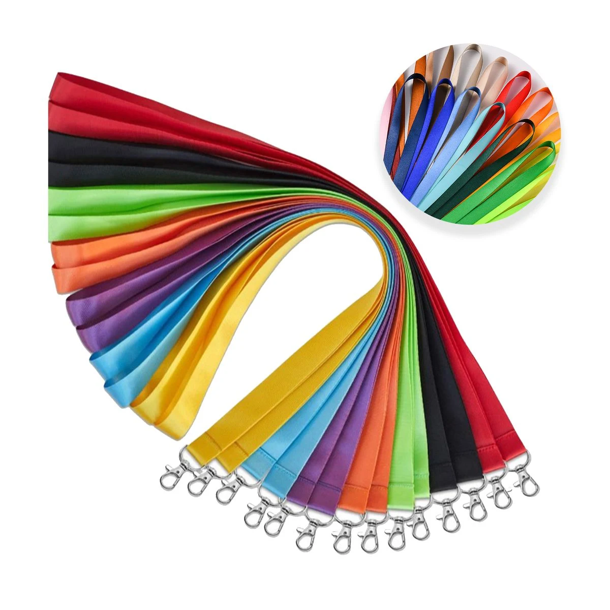 Flat Polyester Lanyard Lobster Hook ID Key Holder Strap 1
