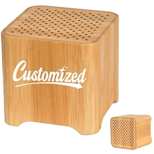 Custom Eco-Friendly Bamboo Cube Bluetooth Wireless Speaker — Sustainable Tech Gifting 1