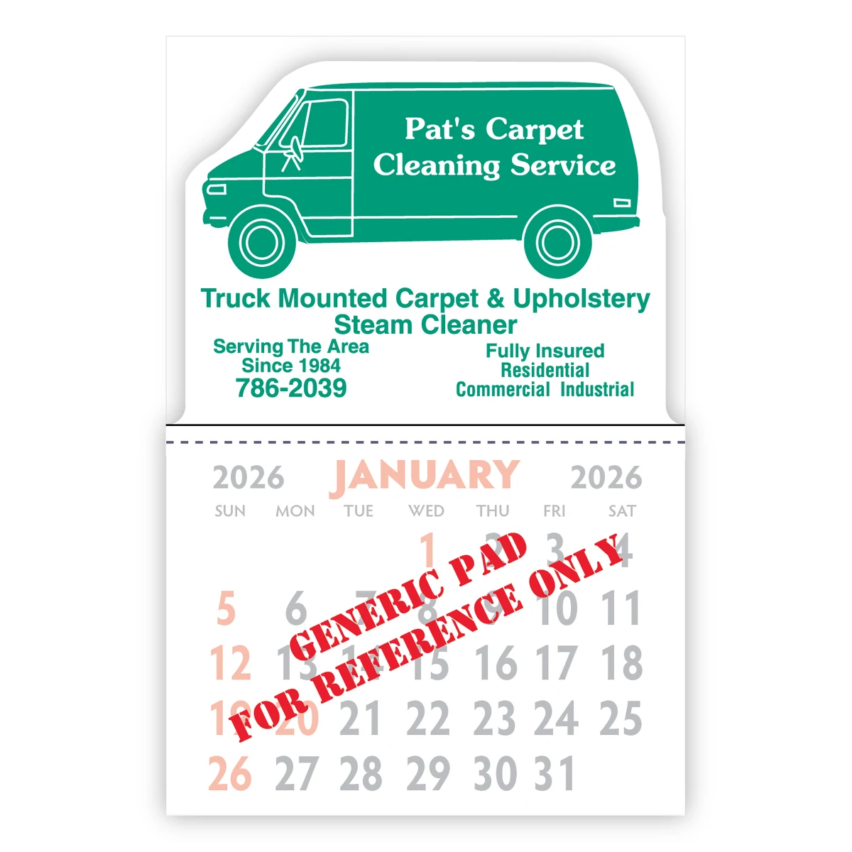 Designer Shaped Kwik-Stik 6 Mil Smooth Vinyl Calendar w/ Van top 1