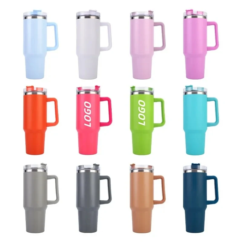 40 oz. Insulated Mug with Handle and Straw 1