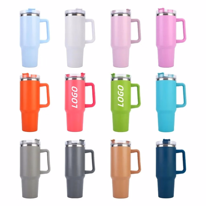 40 oz. Insulated Mug with Handle and Straw