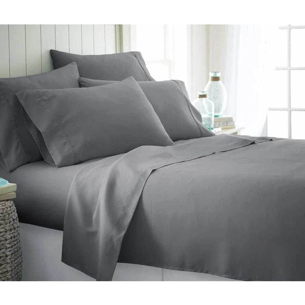 Microfiber Bed Sheets - Gray Twin XL 4 Piece Set 1