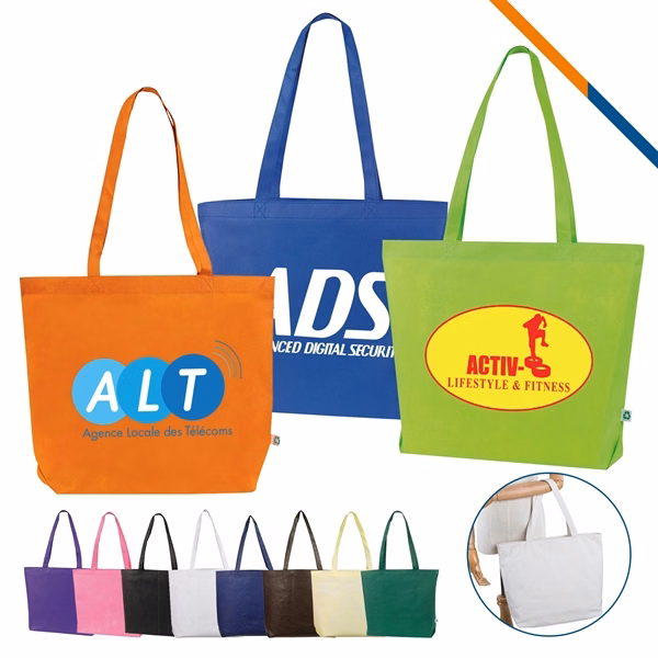 Custom 18" x 15" Non-Woven Tote Bag with 4" Gusset — Reusable Shopping Carrier