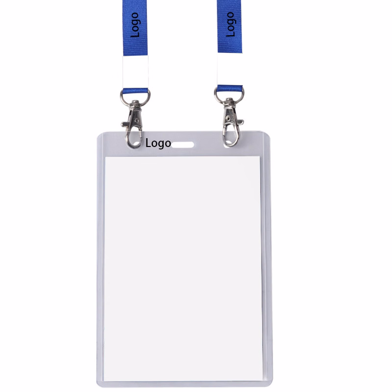 Double Hook Enlarged Transparent ID Card Badge Holder with Lanyard