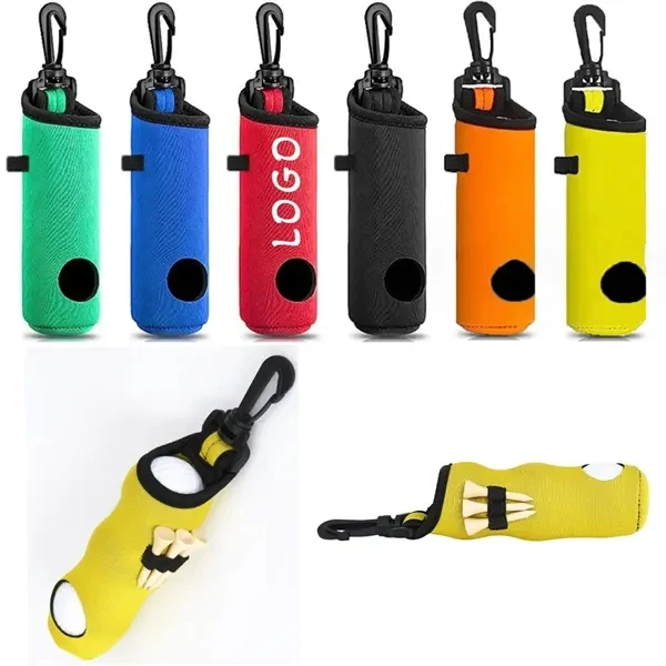 Custom Neoprene Golf Ball Tee Holder with Backpack Clip — On-Course Storage Essential 1