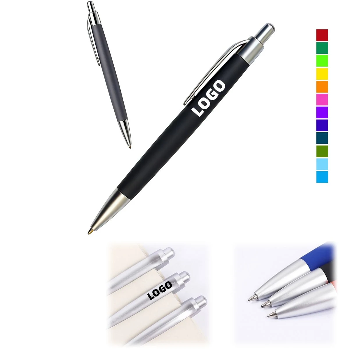 Customizable Retractable Ballpoint Pen with Clip 1