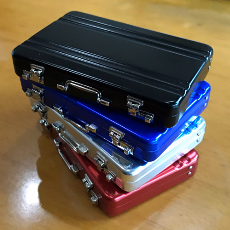 Aluminum Suitcase Shaped Business Card Holder