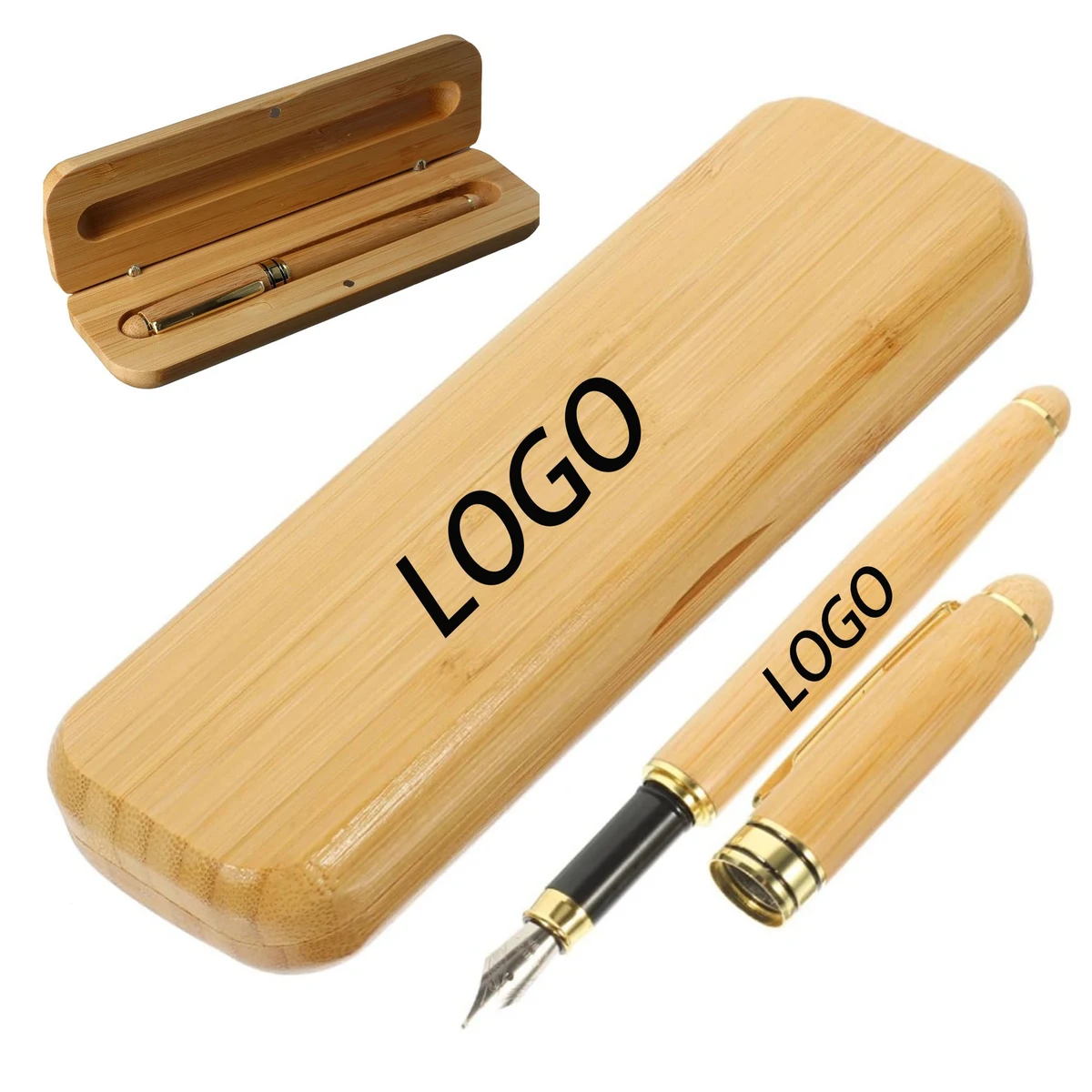 Bamboo Promotional Fountain Pen Set With Gift Box 1