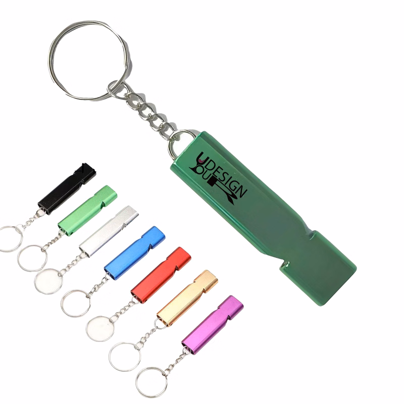 Multi-Color Metal Survival Whistle Keychain For Outdoor