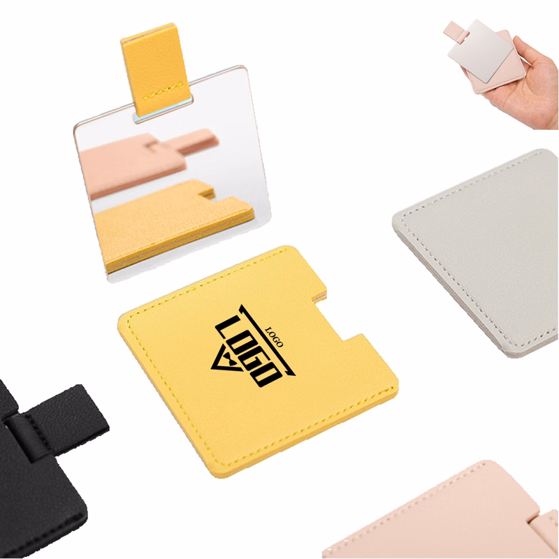 Stainless Steel Square Mirror With PU Leather Cover