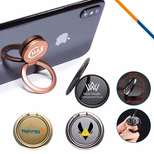 Custom Magnetic Metal Phone Ring Stand 360 Rotatable — Hands Free Video Viewing
