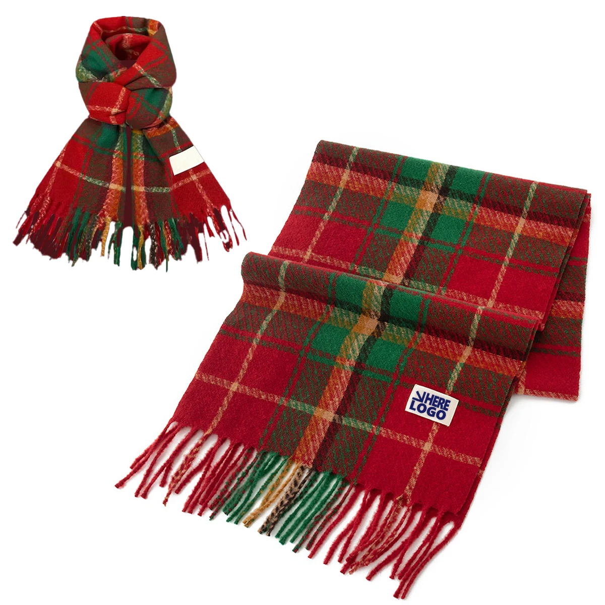 Scarf Plush Plaid Feel Versatile Fashion Accessory Christmas 1