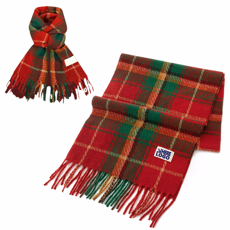 Scarf Plush Plaid Feel Versatile Fashion Accessory Christmas