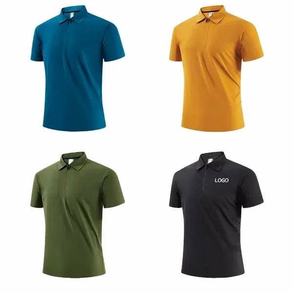 Quick-Dry Half-Zip Stand Collar Polo Shirt
