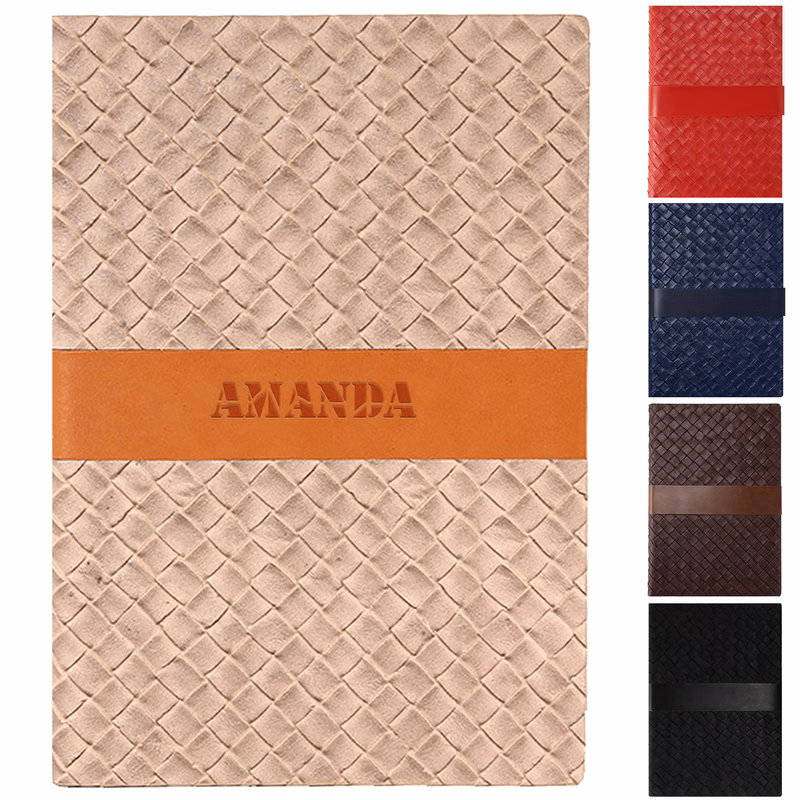 A5 PU Leather Woven Texture Business Notebook