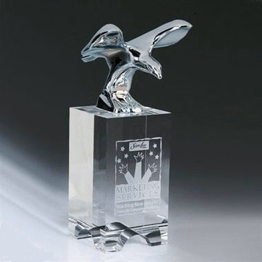 Chrome Plated Metal Eagle Optical Crystal Base