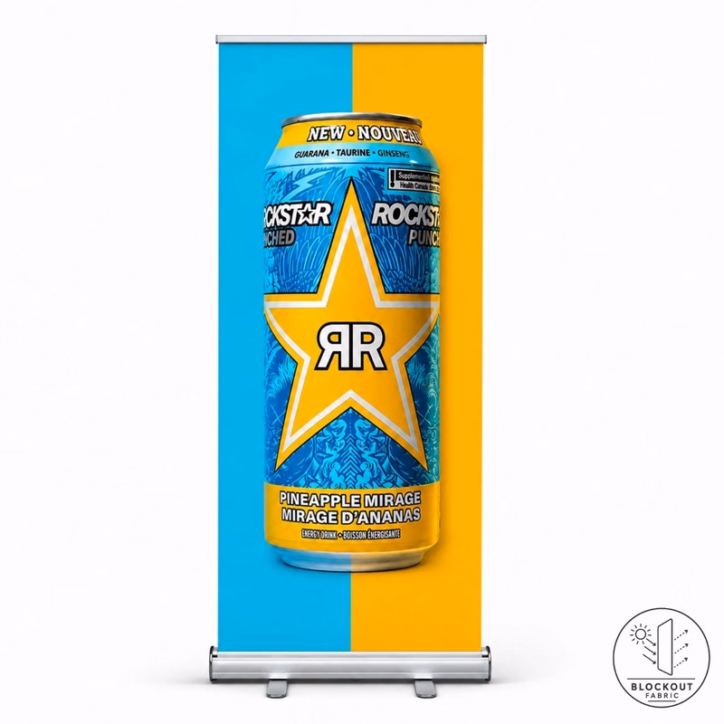 Sublimated Premium Retractable Pull Up Banner, Superior Block Out Fabric, 33.5x79, Standard Base