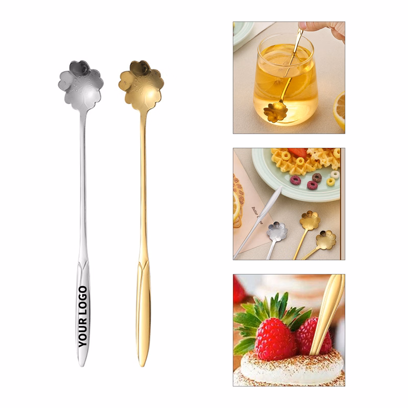 Flower Pattern Stainless Steel Tea Spoon 4.96" x 1.02"