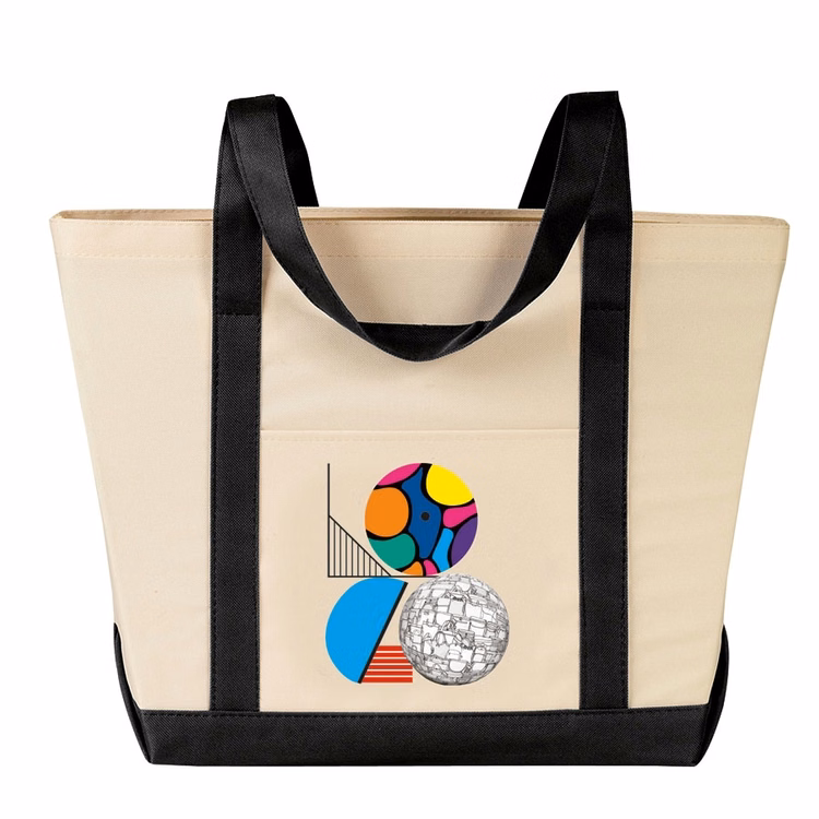 Two-Tone Boat Tote Bag w/ Self Fabric Shoulder Handles