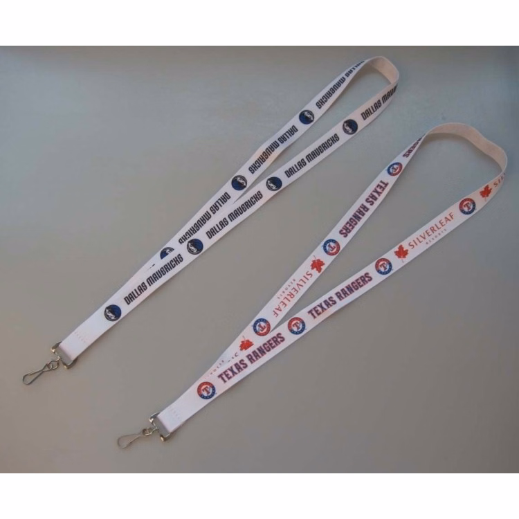 White Color Nylon Material Lanyards With Heat Transfer Printing Art.