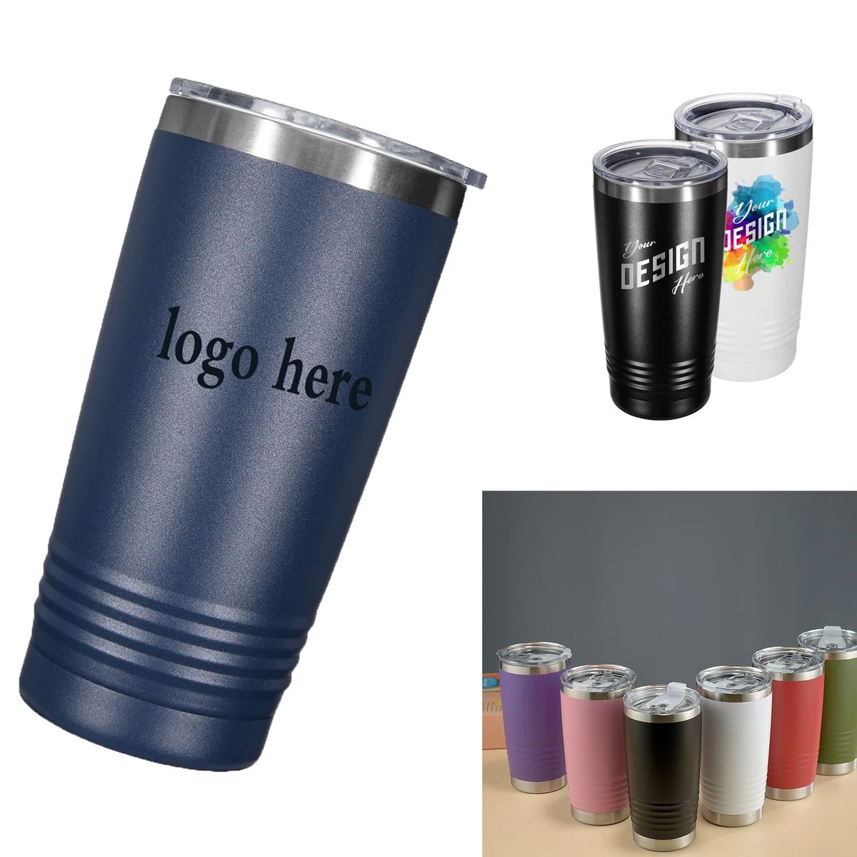 20 oz Stainless Steel Vacuum Insulated Ring Handle Tumbler with Lid
1
