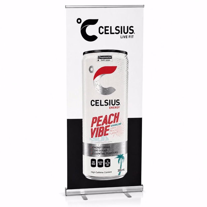 Sublimated Heavy Fabric Premium Retractable Pull Up Banner, Stand and Bag, 33.5x79, Standard base