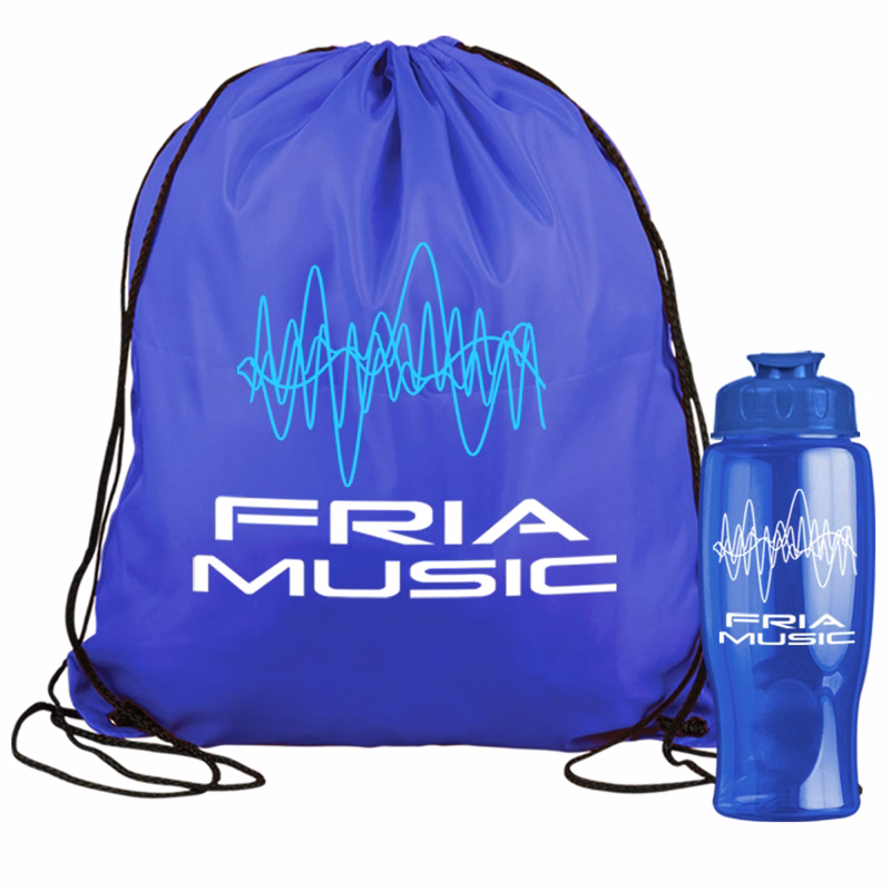 Bottle in a Drawstring Backpack Combo Kit