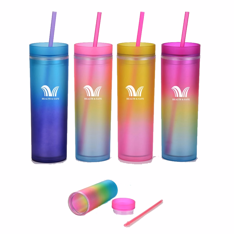 16OZ SKINNY Reusable Water Cup With lid