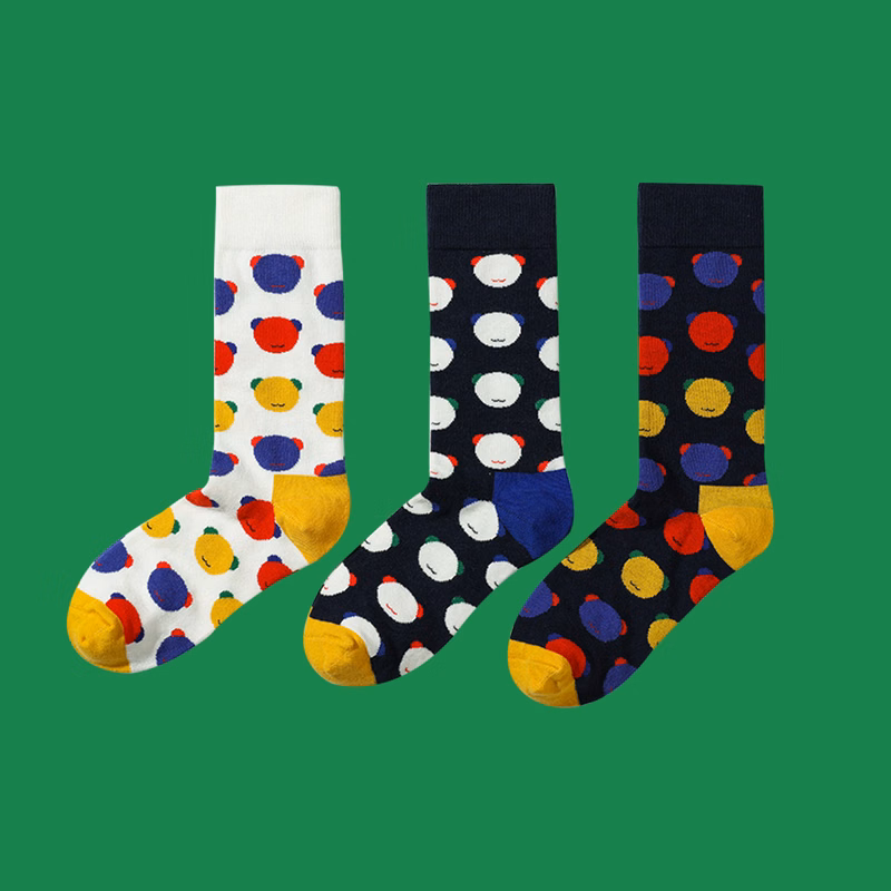 Custom Heat Transfer Bear Head Pattern Dress Socks