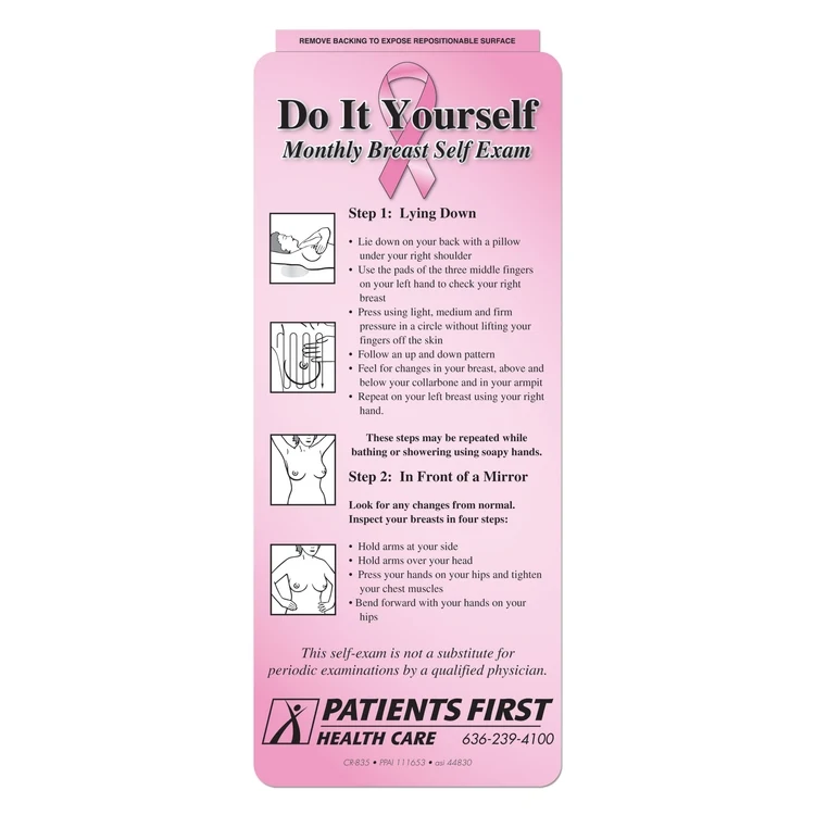 Repositionable Information Card - Monthly Breast Self Exam Guidelines 1