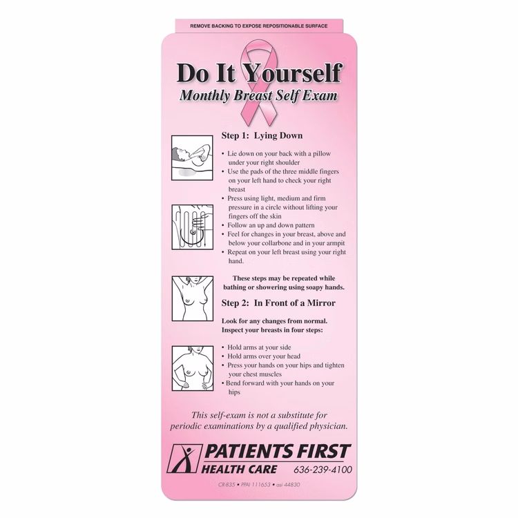 Repositionable Information Card - Monthly Breast Self Exam Guidelines