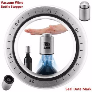 Durable Metal Vacuum Wine Bottle Stopper With Date Mark