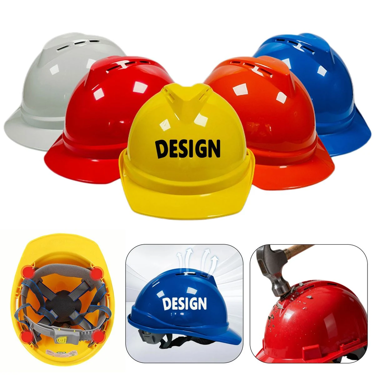 MOQ10 ABS Adjustable Breathable Industrial Safety Helmet 1