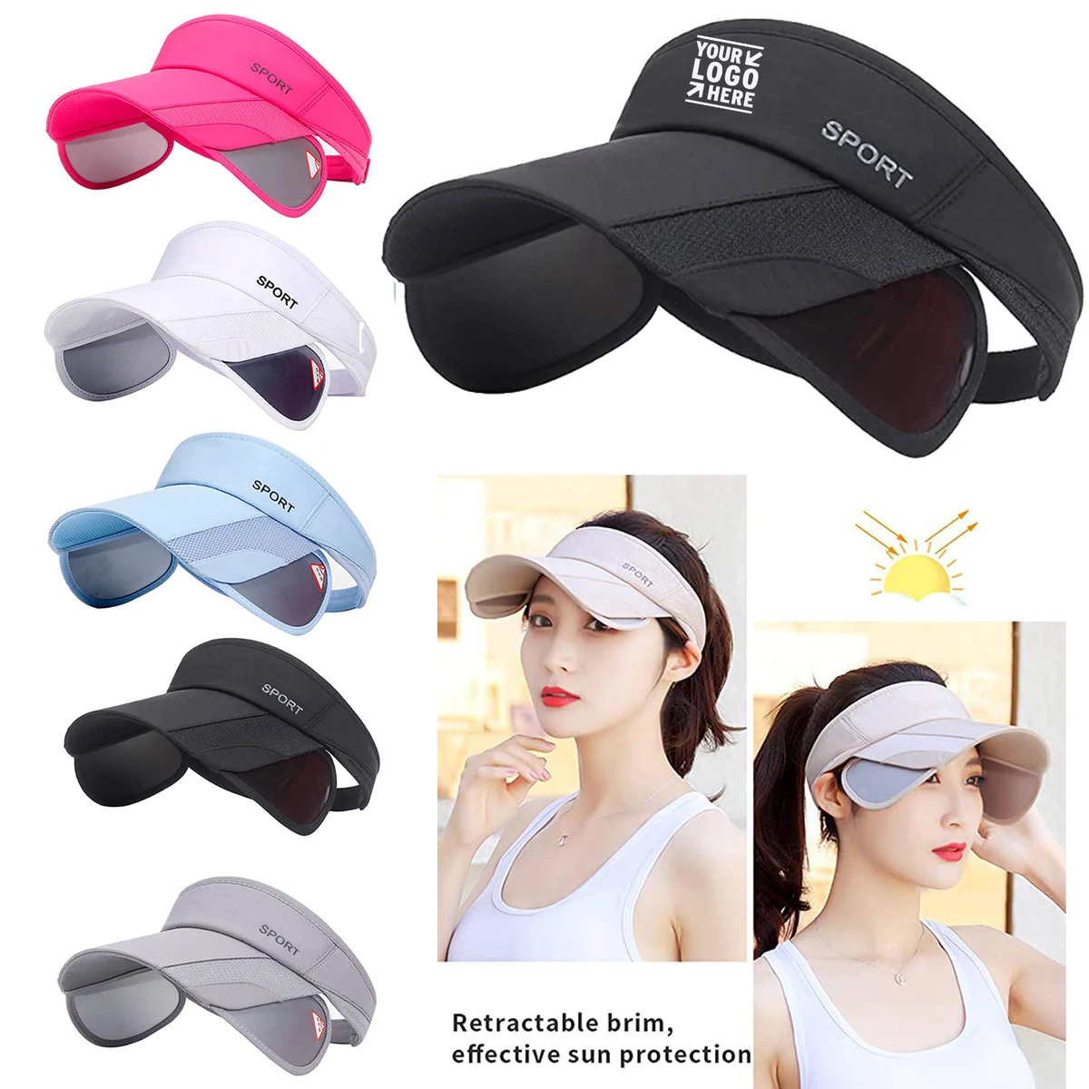 Women Adjustable Golf Cap with Retractable Brim 1