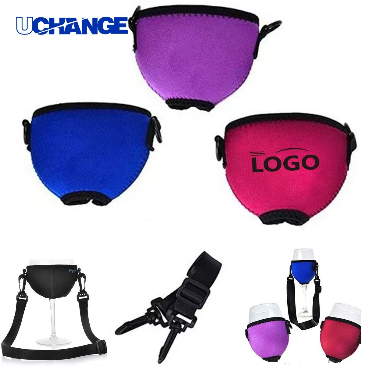 Neoprene Sleeve with Wine Glass Lanyard Holder 1