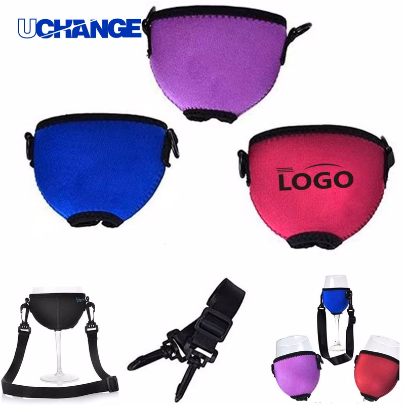 Neoprene Sleeve with Wine Glass Lanyard Holder