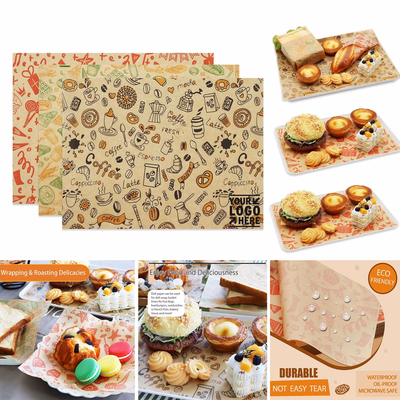 Food Basket 11"x15" Best Kraft Food Wrapping Paper Sheet Liner Premium Deli Sandwich Wrapper
