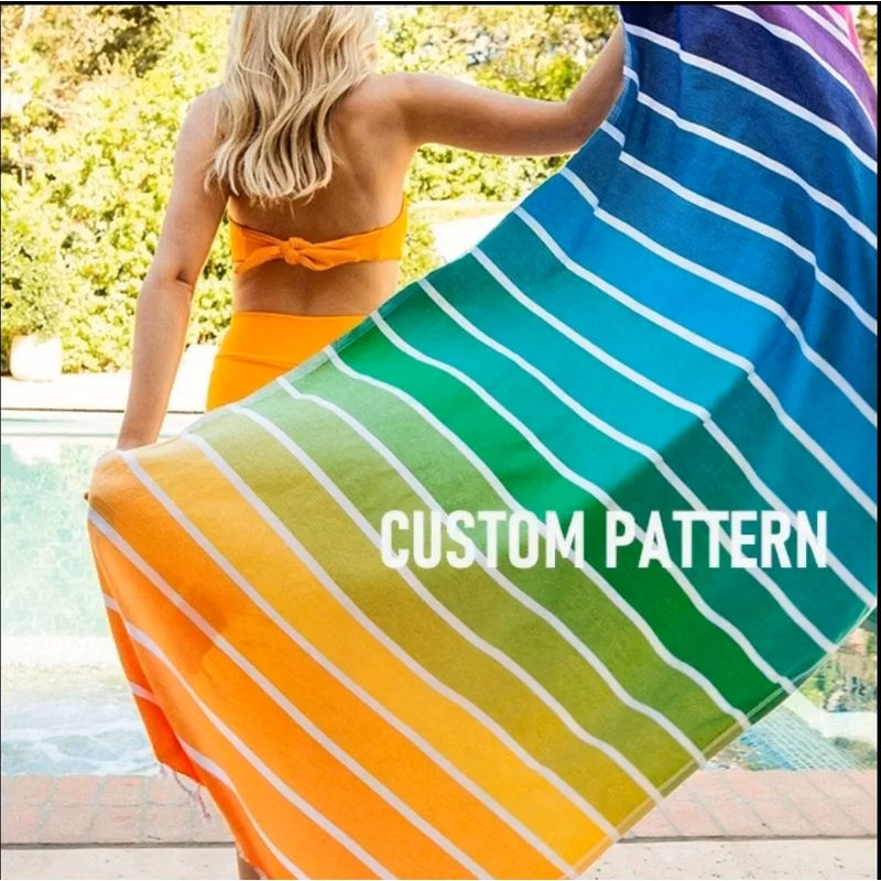 Microfiber rainbow beach towels