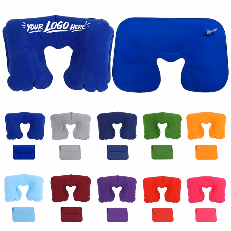 Inflatable U Shape Neck Pillow With Velvet Cover