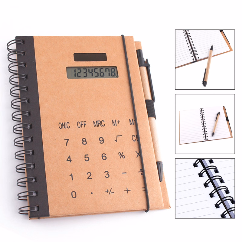 Calculator Spiral Notebook Pen Set MOQ 25