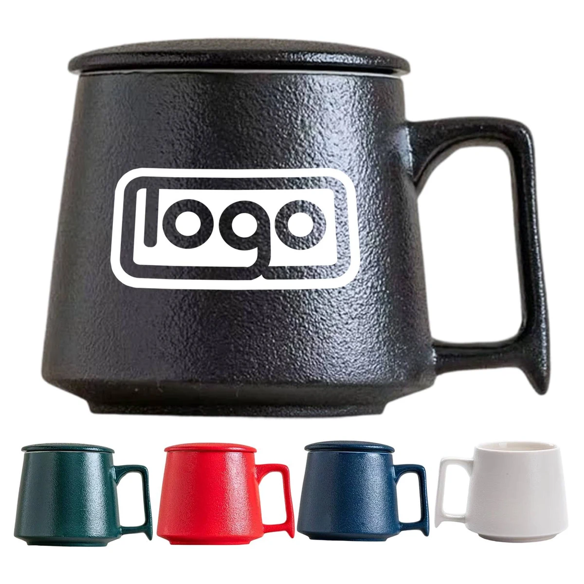 12oz Ceramic Lid Coffee Mug Set 1