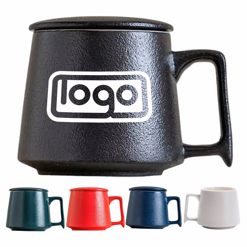 12oz Ceramic Lid Coffee Mug Set