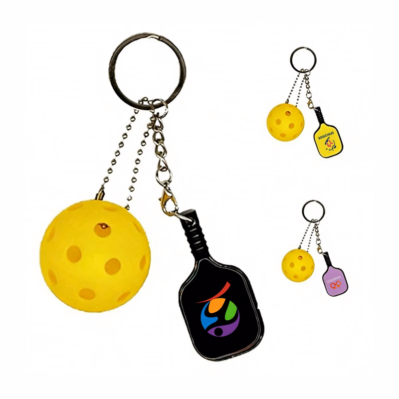 Pickleball Paddle & Ball Keychain Set