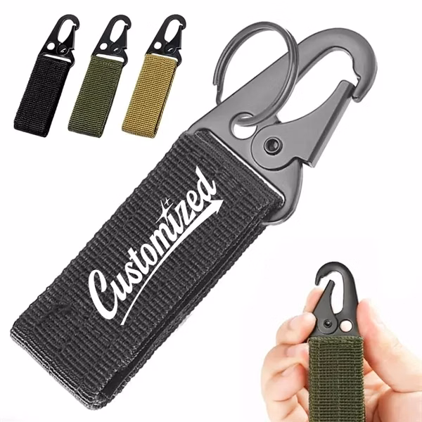 Custom MOLLE Tactical Webbing Strap with Carabiner Keychain Clip — Outdoor Gear