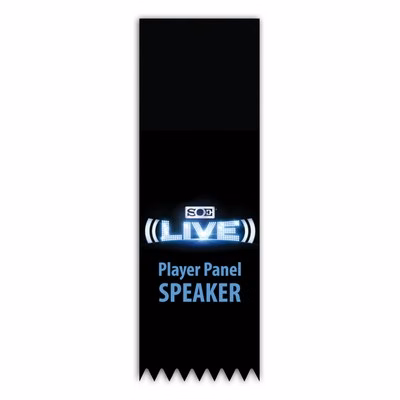 USA Made Synthetic Paper Badge Ribbon Full-Color (2"x6") Peaked Bottom