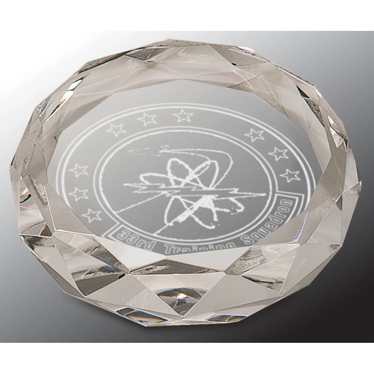 3" Clear Round Crystal Paperweight Award 1