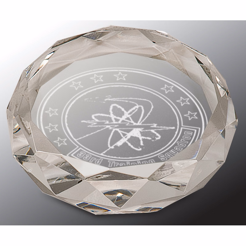 3" Clear Round Crystal Paperweight Award